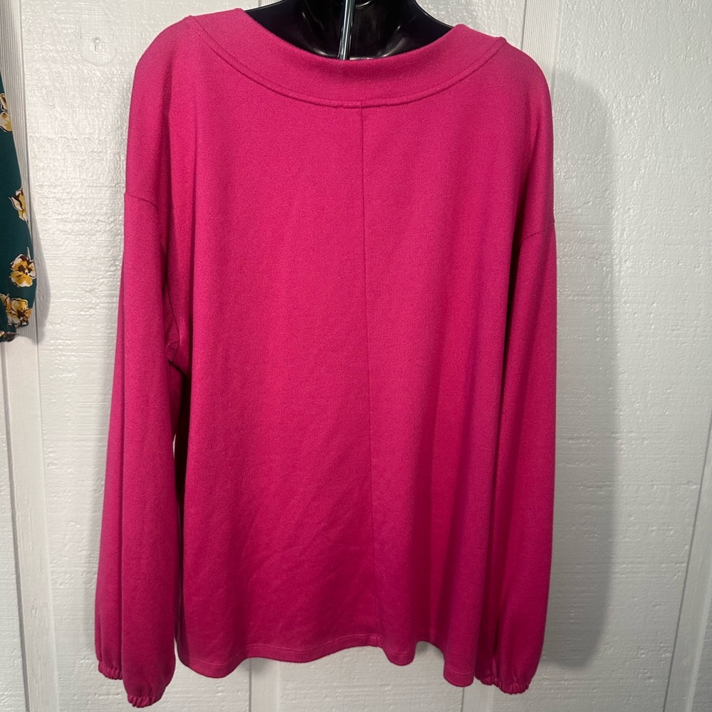 Lane Bryant Pink V-Neck Tunic Sweater Plus Sz 14/16 EUC - Picture 4 of 7